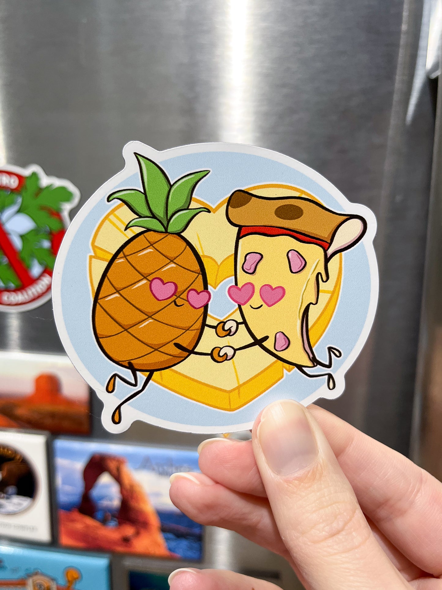 Pineapple Loves Pizza Fridge Magnet