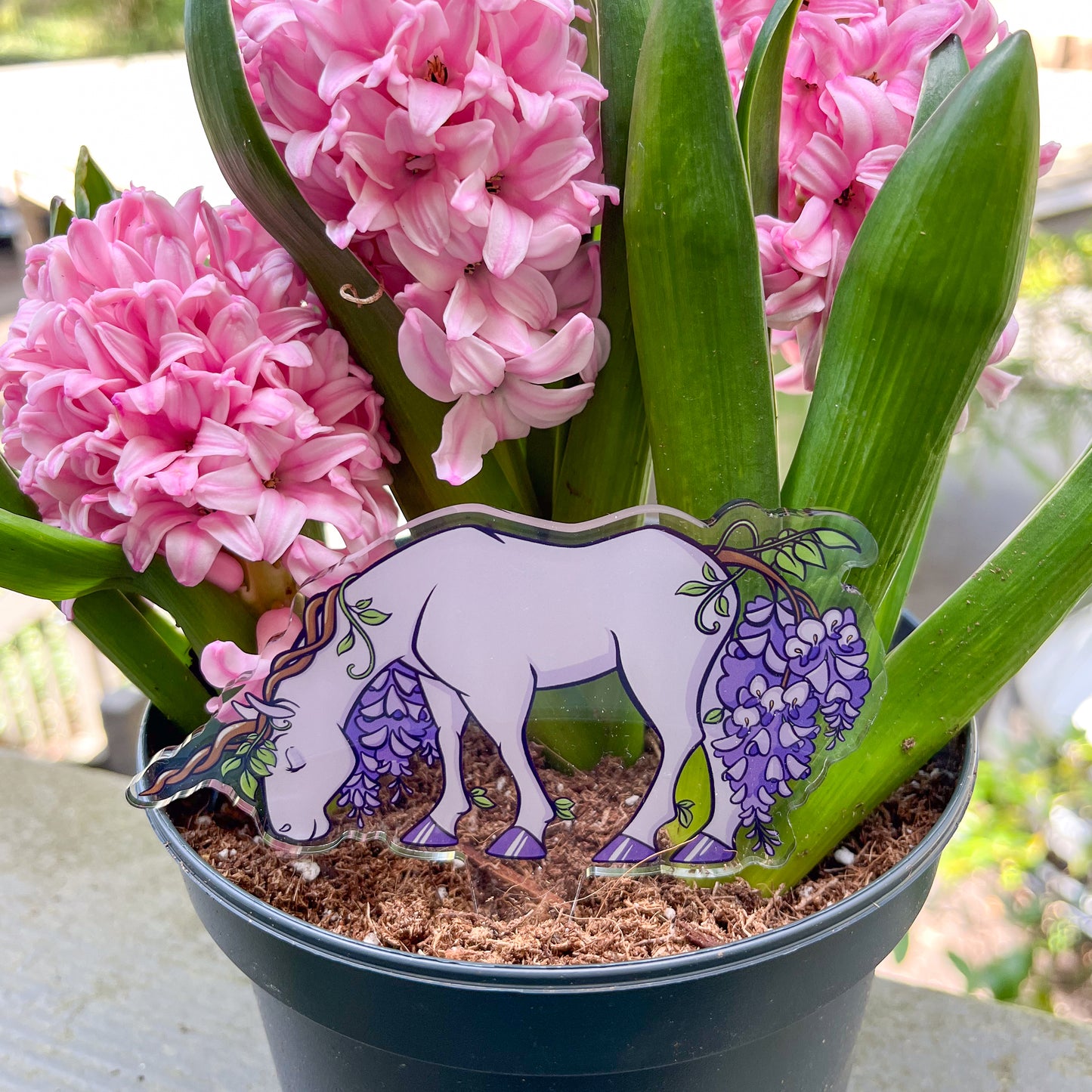 Garden Critters - Wisteria Unicorn Acrylic Planter Standee
