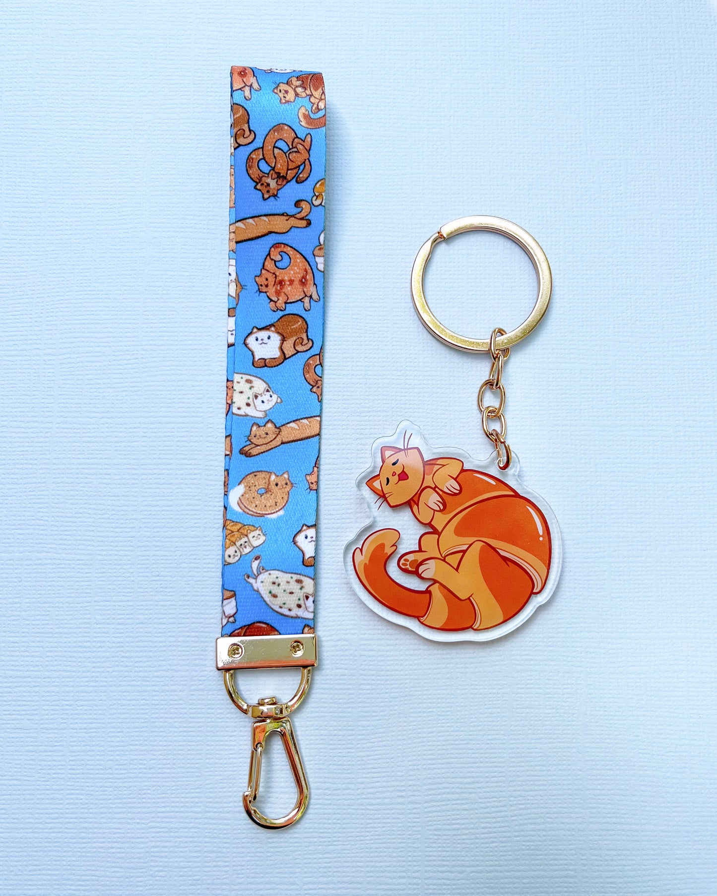 Bread Cat - Croissant Lanyard Keychain