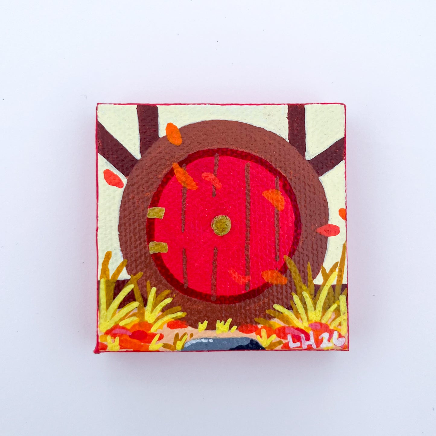 Mini Canvas Painting Magnet - Hobbit Door - Fall