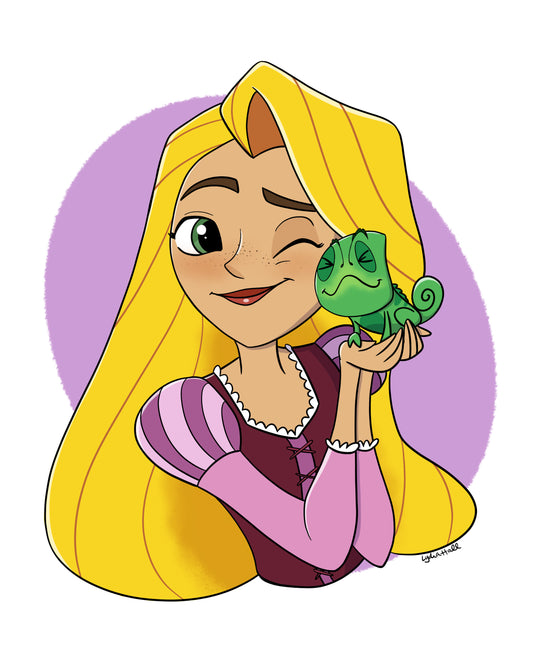 Rapunzel & Pascal - Art Print