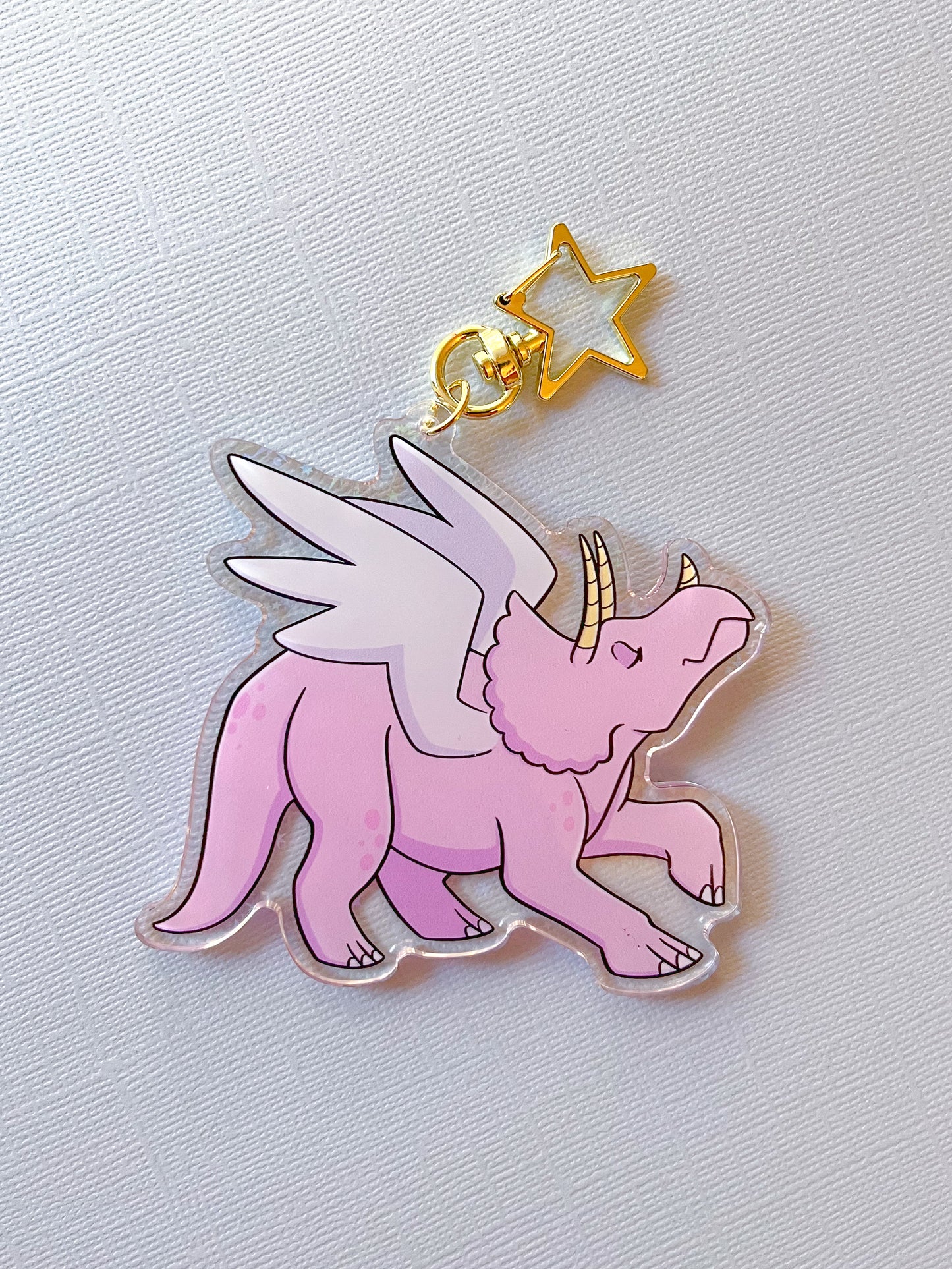 Triceratops Unicorn Holographic Keychain