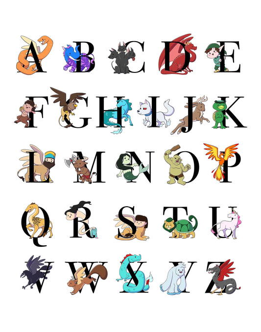 Mythological ABC's - Art Print