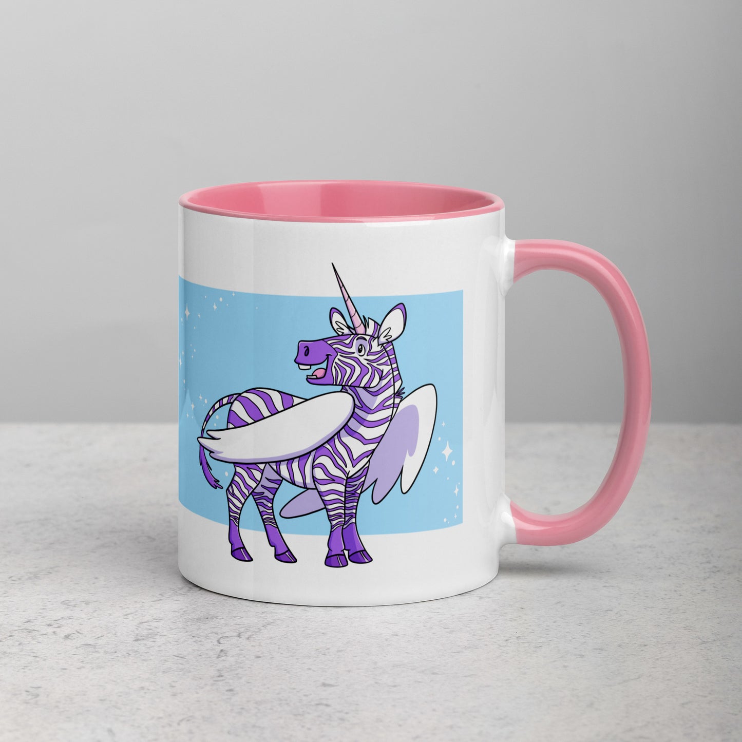 Zebra Unicorn Pegasus Mug with Color Inside