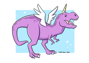 T-Rex Unicorn Pegasus - Art Print