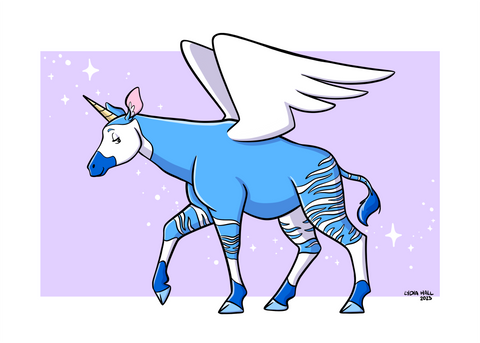 Okapi Unicorn Pegasus - Art Print
