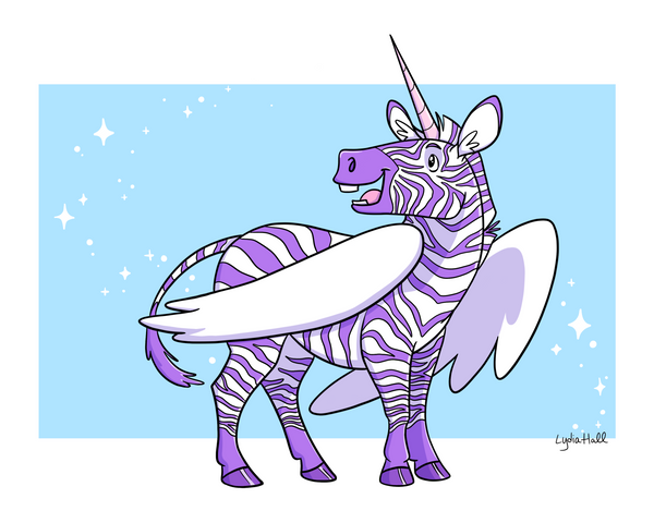 Zebra Unicorn Pegasus - Art Print