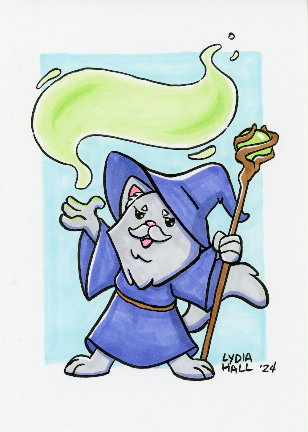 Original Ink Illustration - Wizard Cat