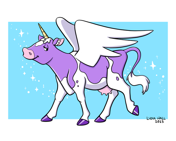 Cow Unicorn Pegasus - Art Print