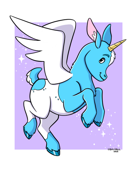 Goat Unicorn Pegasus - Art Print