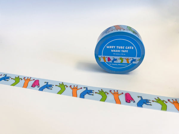 Wavy Tube Cats Washi Tape