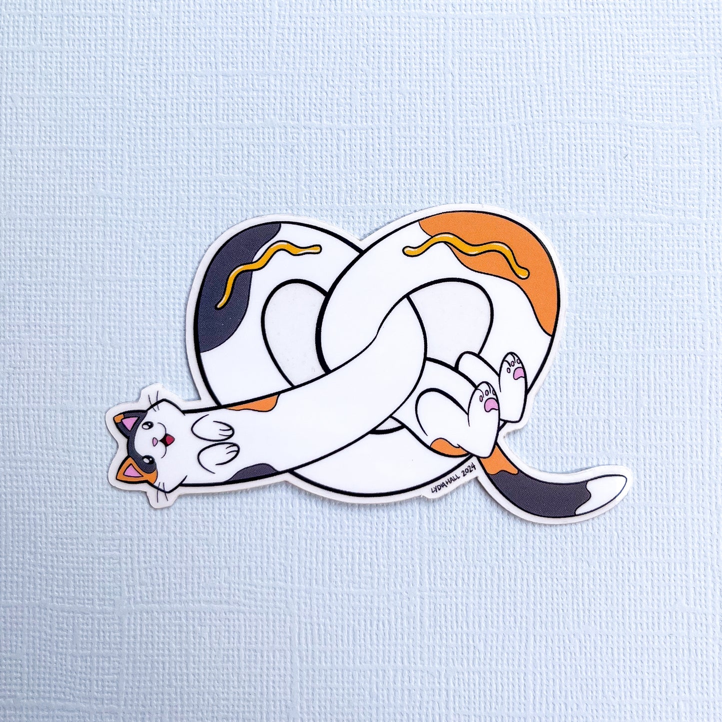 Pretzel Cat Vinyl Sticker - Calico