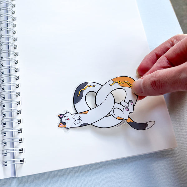 Pretzel Cat Vinyl Sticker - Calico