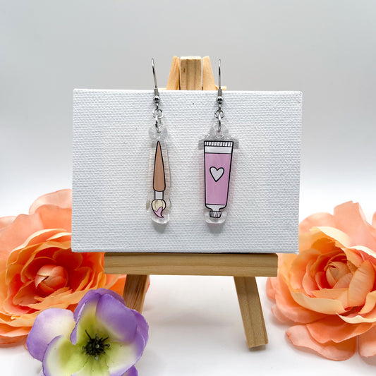 Paint & Brush - Pink Earrings