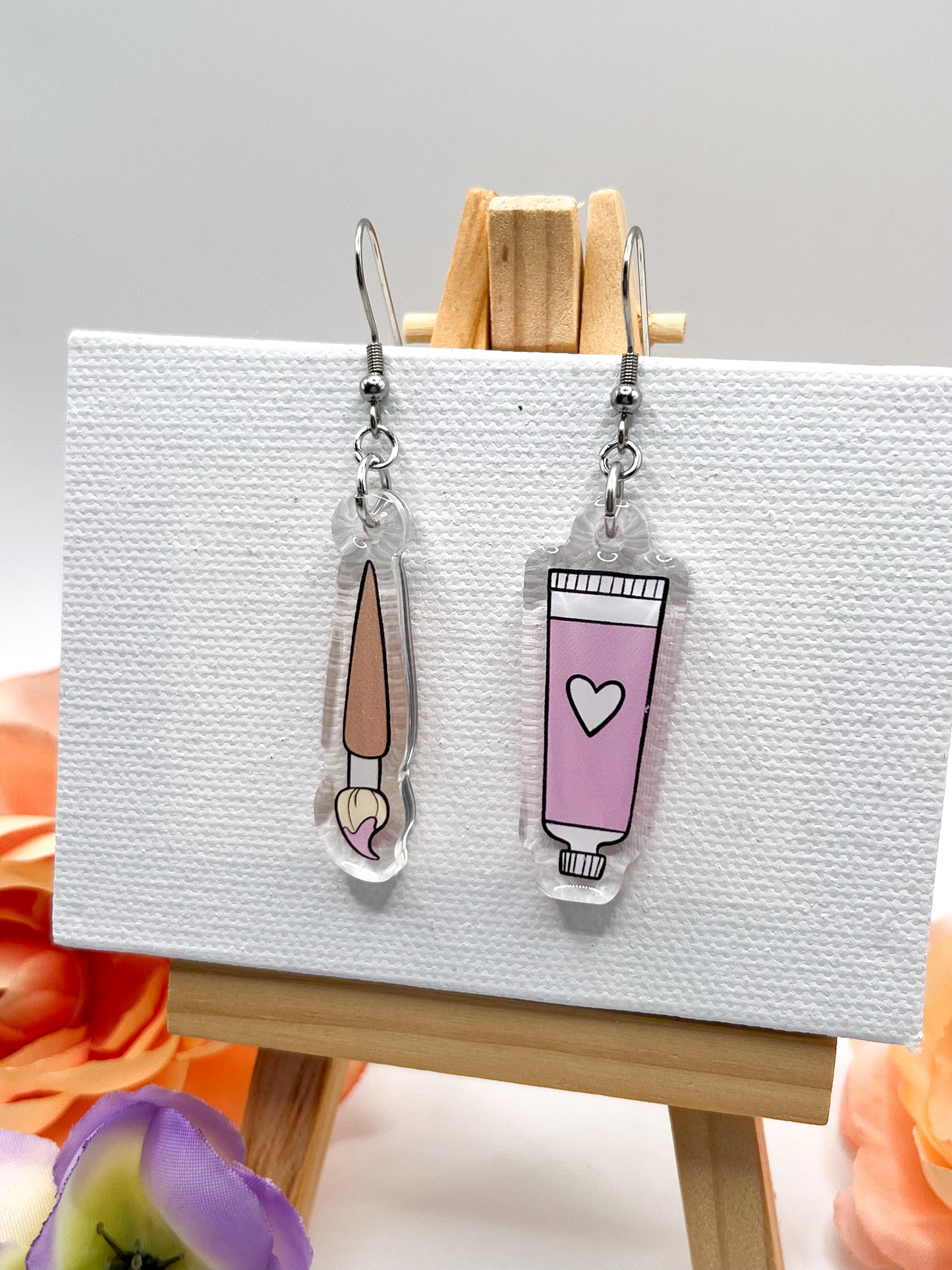 Paint & Brush - Pink Earrings