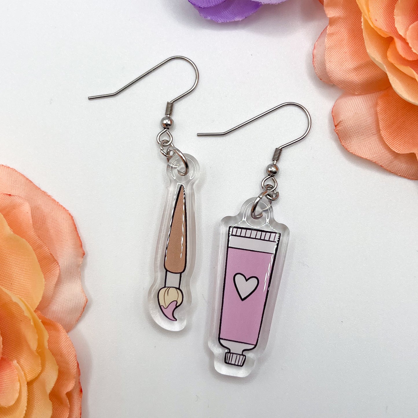 Paint & Brush - Pink Earrings