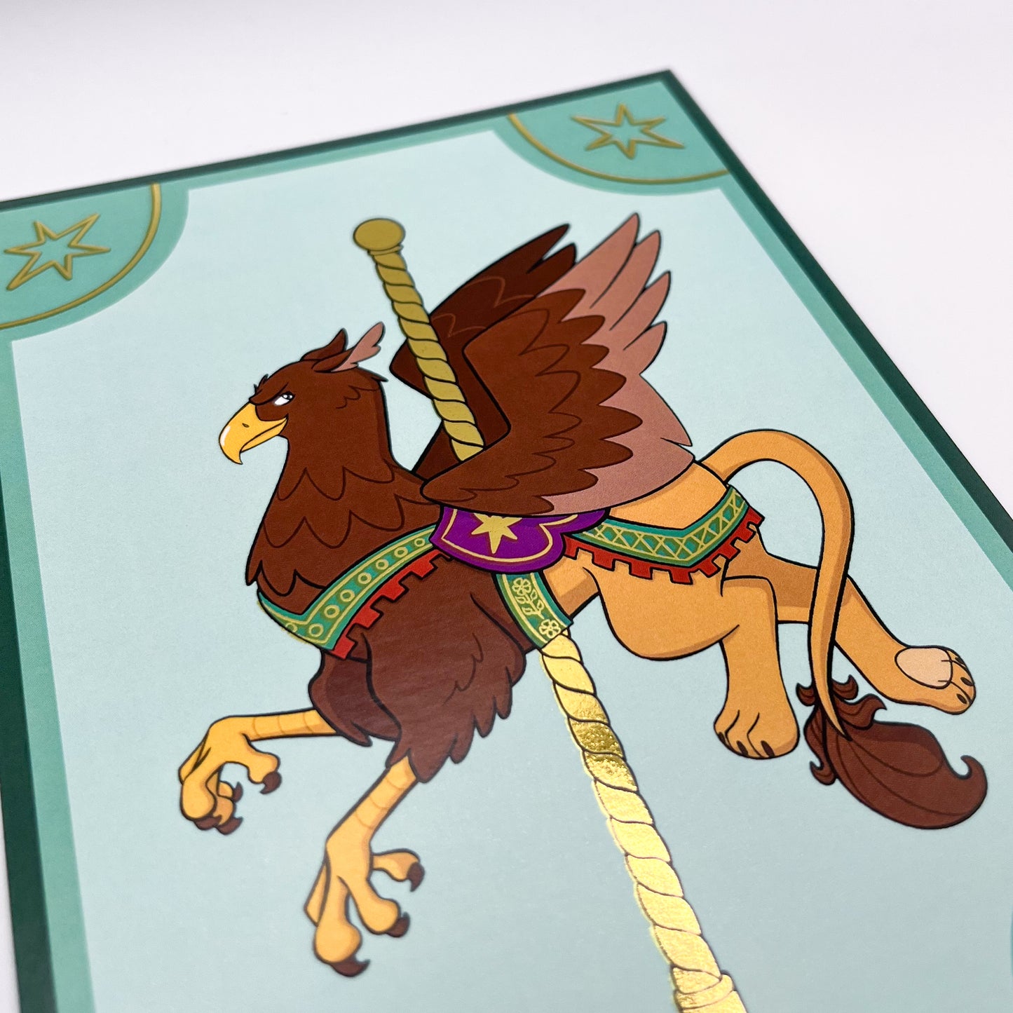 Mythical Carousel - Griffin  - Gold Foil Art Print