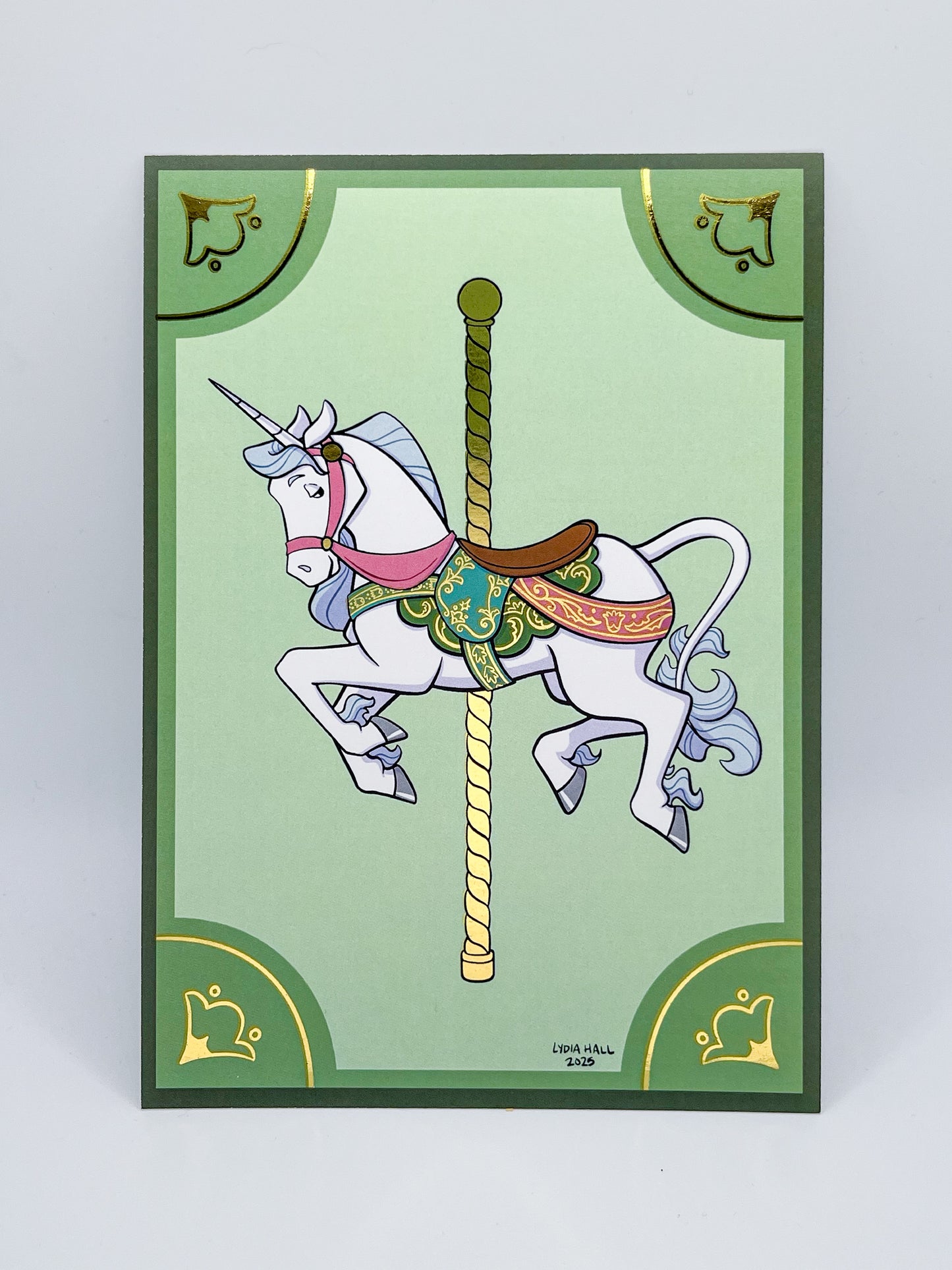 Mythical Carousel - Unicorn  - Gold Foil Art Print