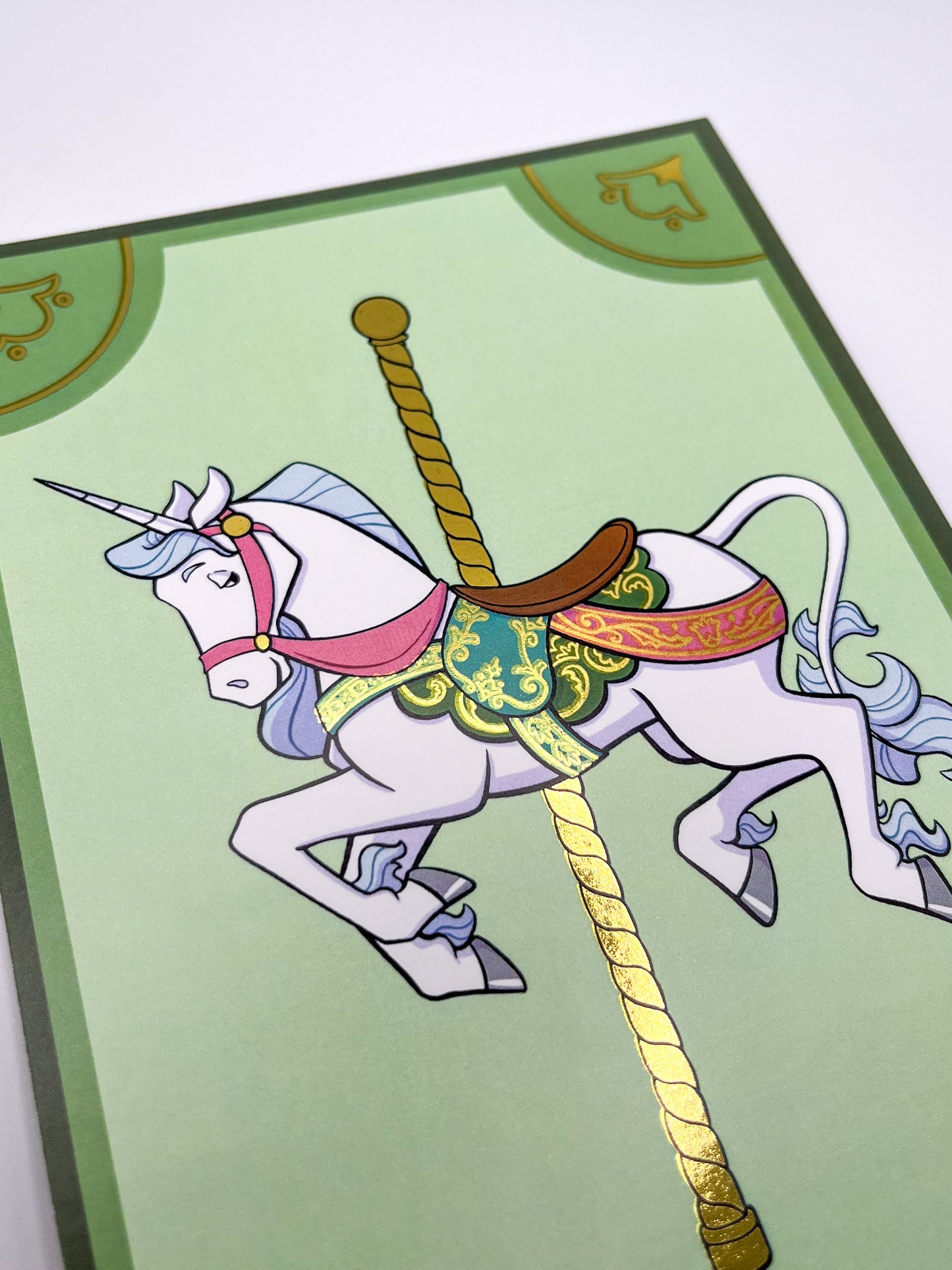 Mythical Carousel - Unicorn  - Gold Foil Art Print