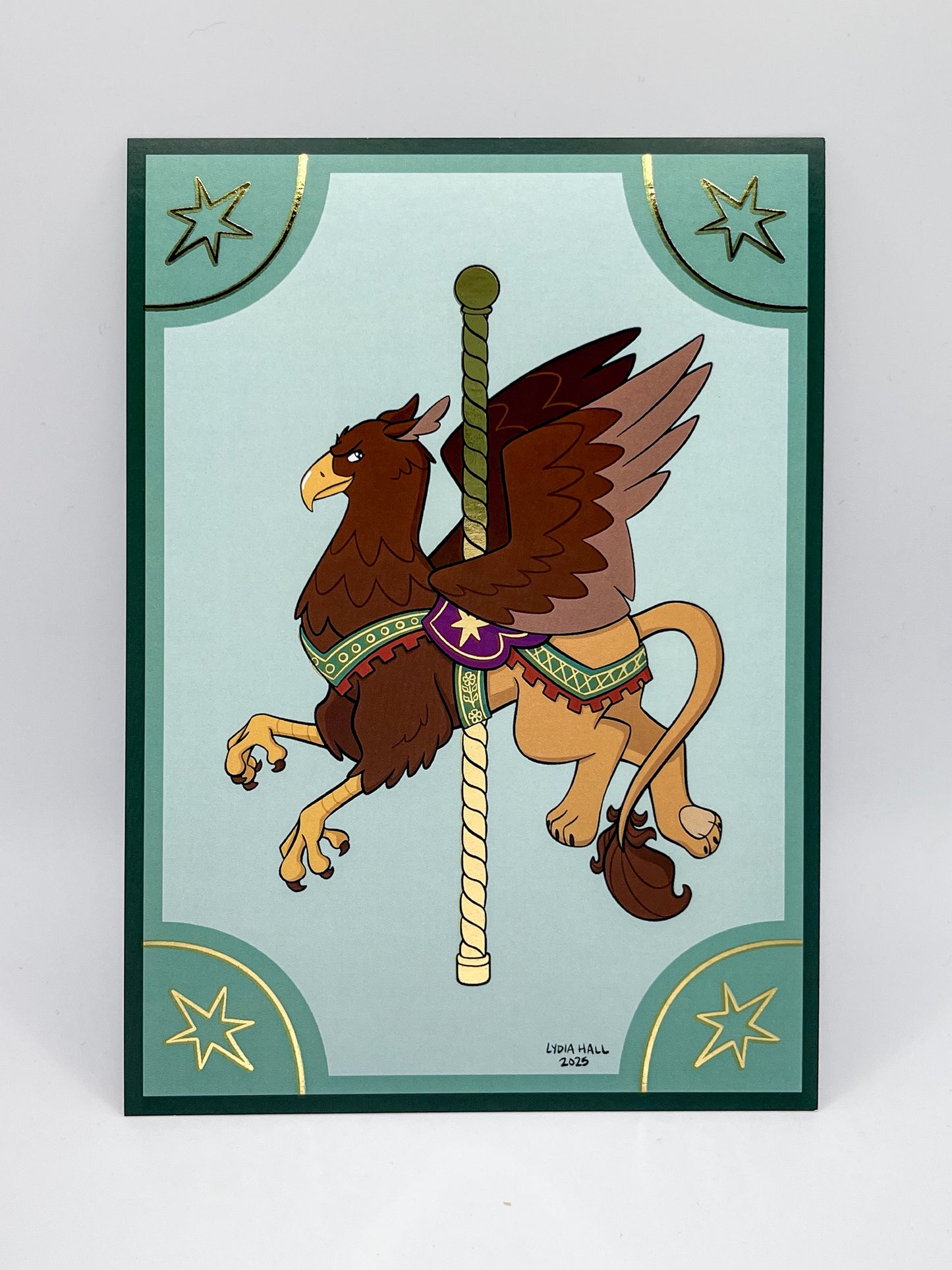 Mythical Carousel - Griffin  - Gold Foil Art Print