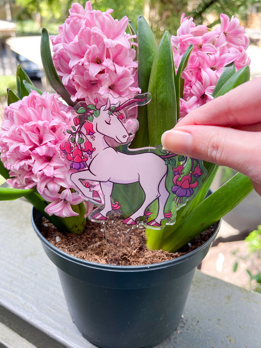 Garden Critters - Fuchsia Unicorn Acrylic Planter Standee