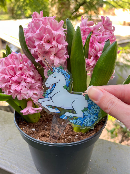 Garden Critters - Hydrangea Unicorn Acrylic Planter Standee
