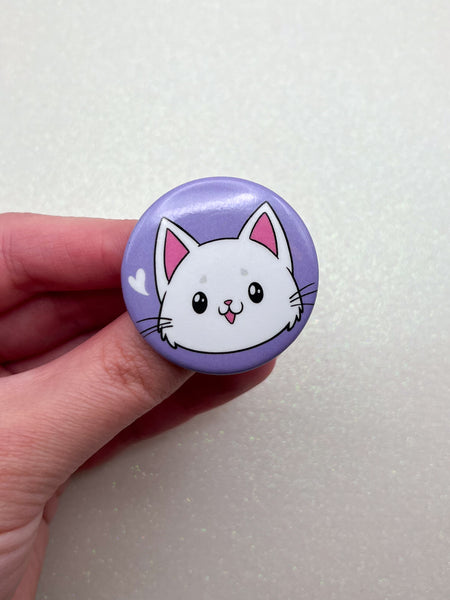 White Cat Button