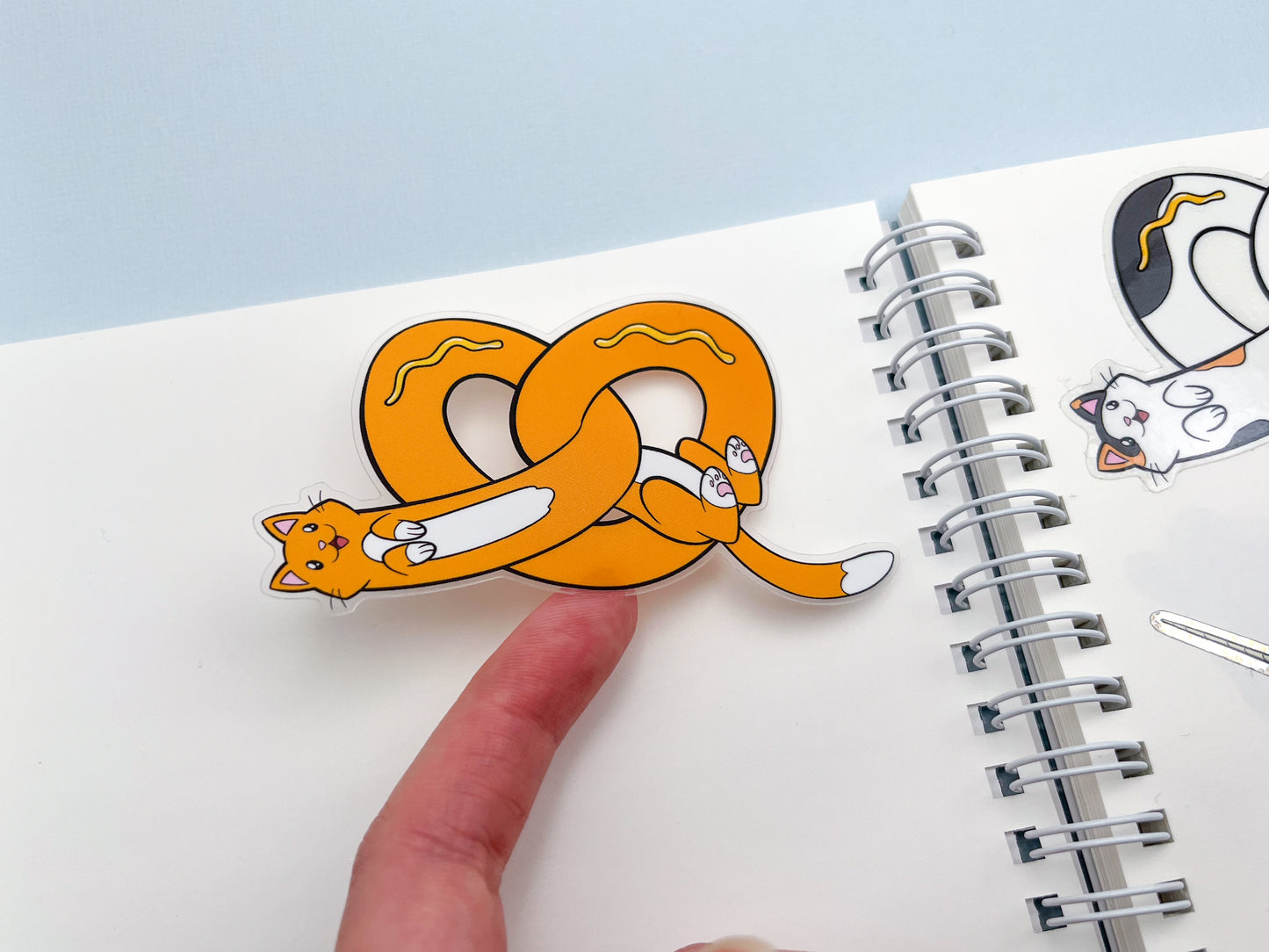 Pretzel Cat Vinyl Sticker - Orange