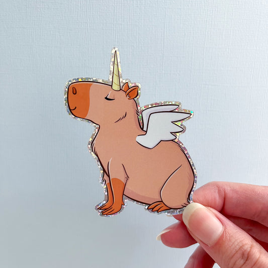 Capybara Unicorn Pegasus Vinyl Sticker