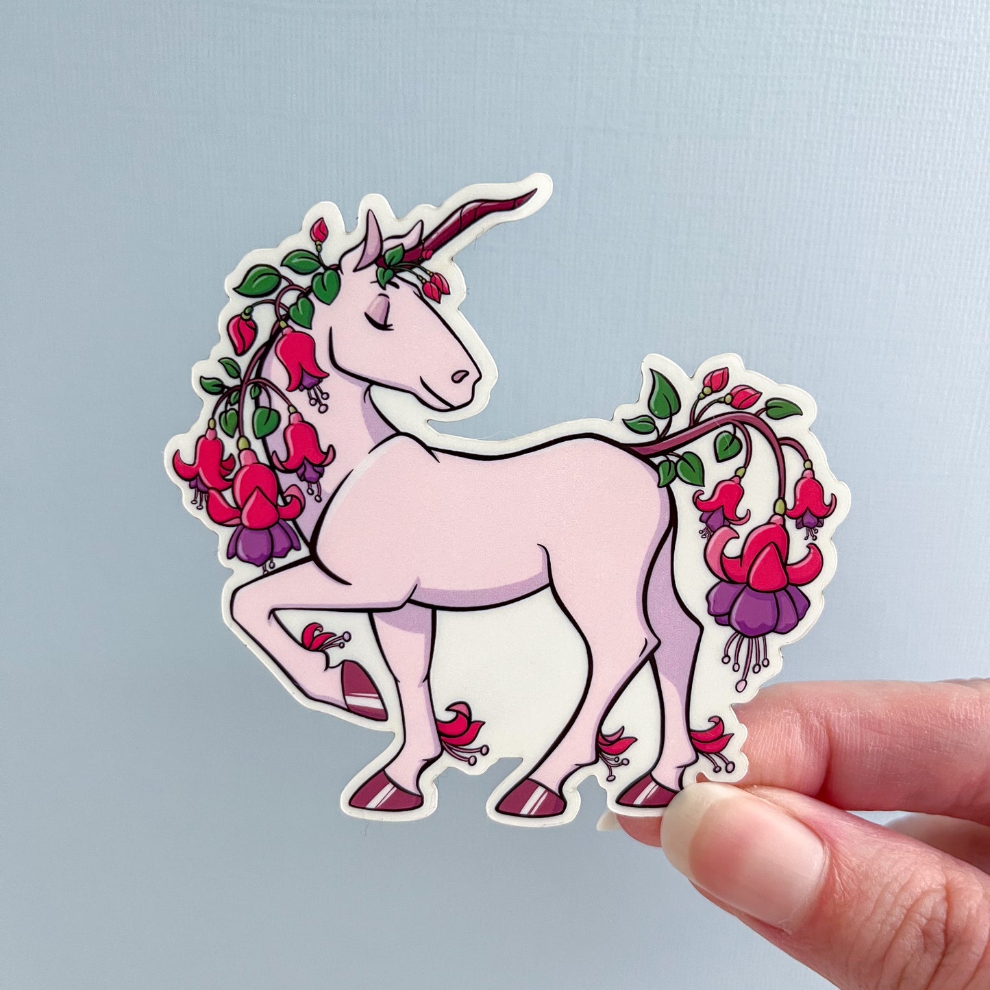 Garden Critters - Fuchsia Unicorn Vinyl Sticker