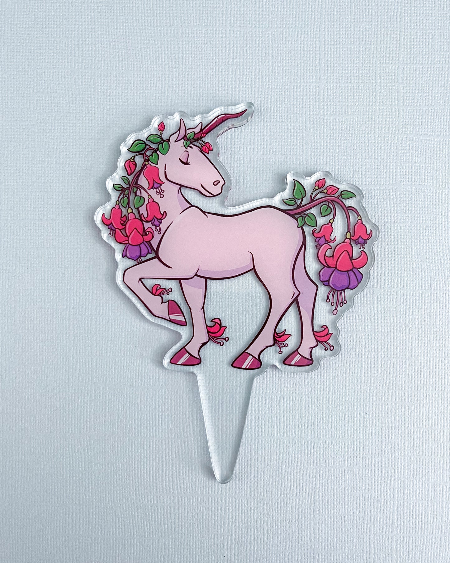 Garden Critters - Fuchsia Unicorn Acrylic Planter Standee