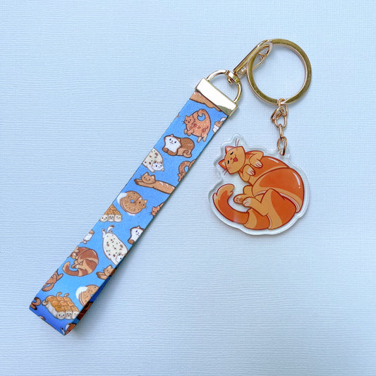 Bread Cat - Croissant Lanyard Keychain