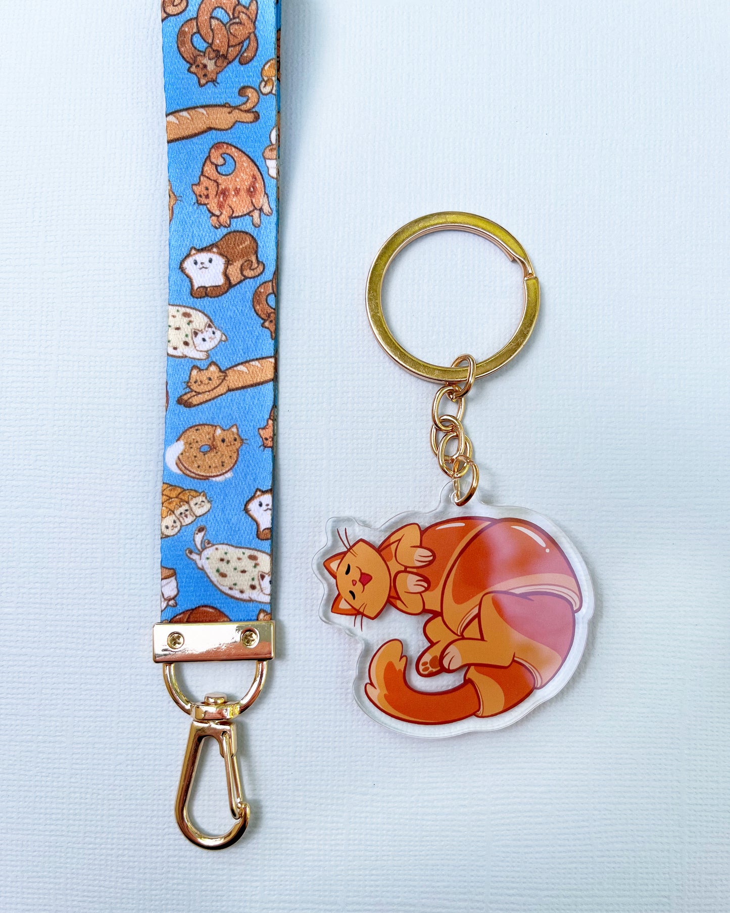 Bread Cat - Croissant Lanyard Keychain