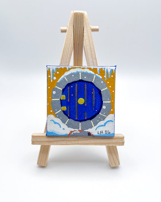 Mini Canvas Painting Magnet - Hobbit Door - Winter