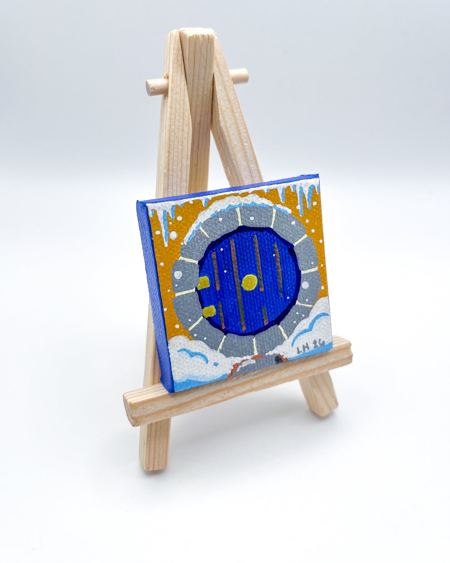 Mini Canvas Painting Magnet - Hobbit Door - Winter