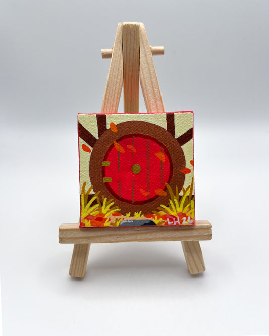 Mini Canvas Painting Magnet - Hobbit Door - Fall