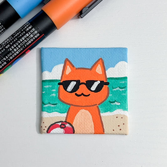 Mini Canvas Painting - Summer Kitty