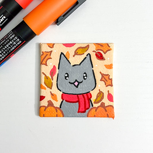 Mini Canvas Painting - Fall Kitty