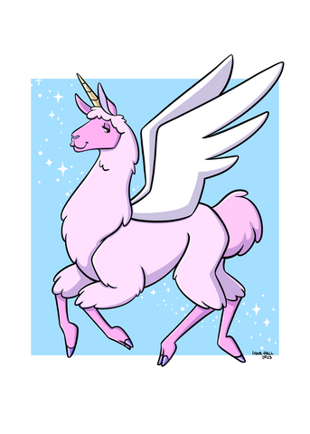 Llama Unicorn Pegasus - Art Print