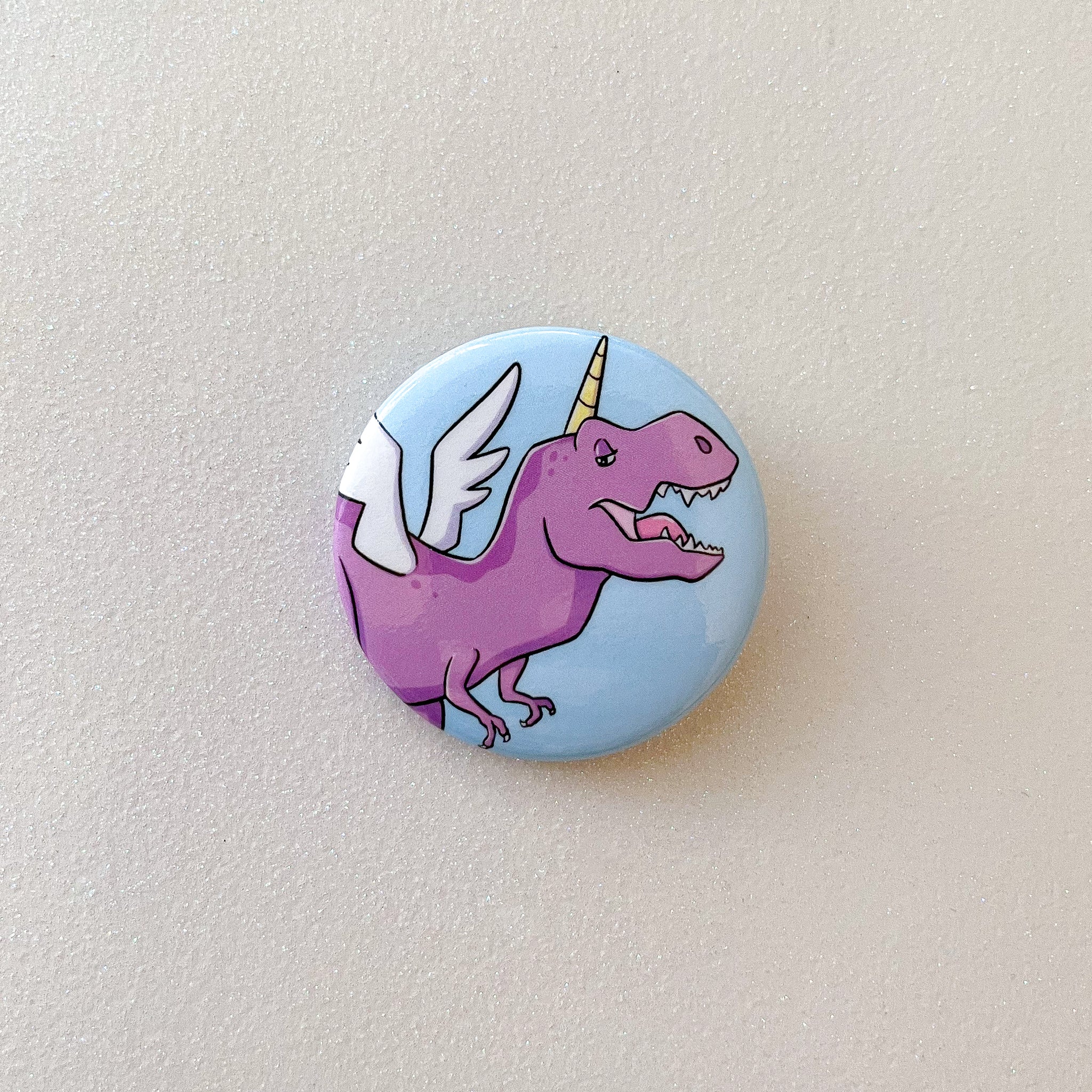 T-Rex Unicorn Button