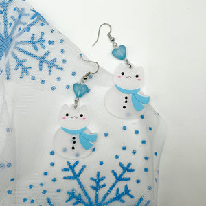 Snowman Cat Earrings