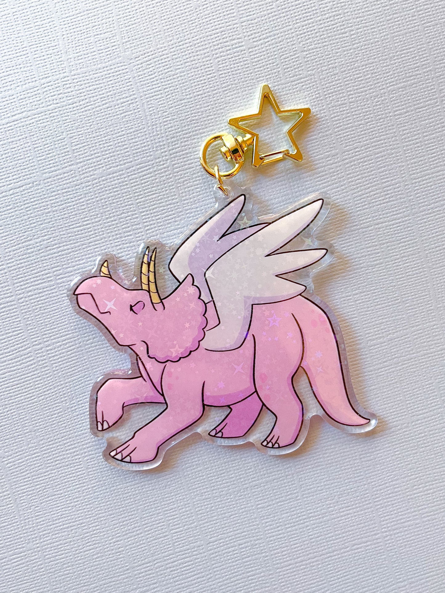 Triceratops Unicorn Holographic Keychain