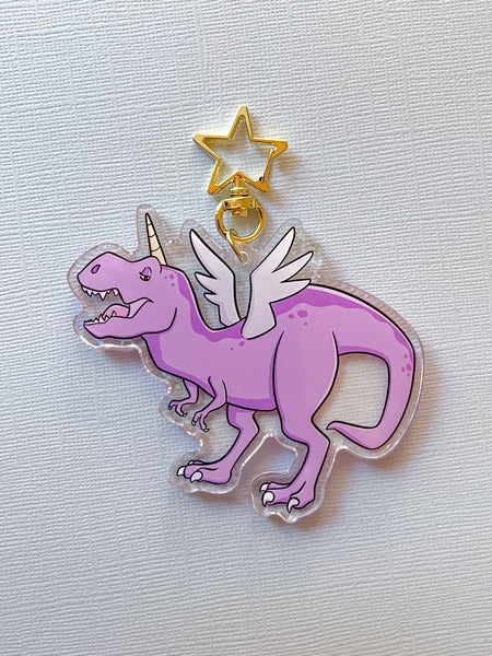 T-Rex Unicorn Holographic Keychain