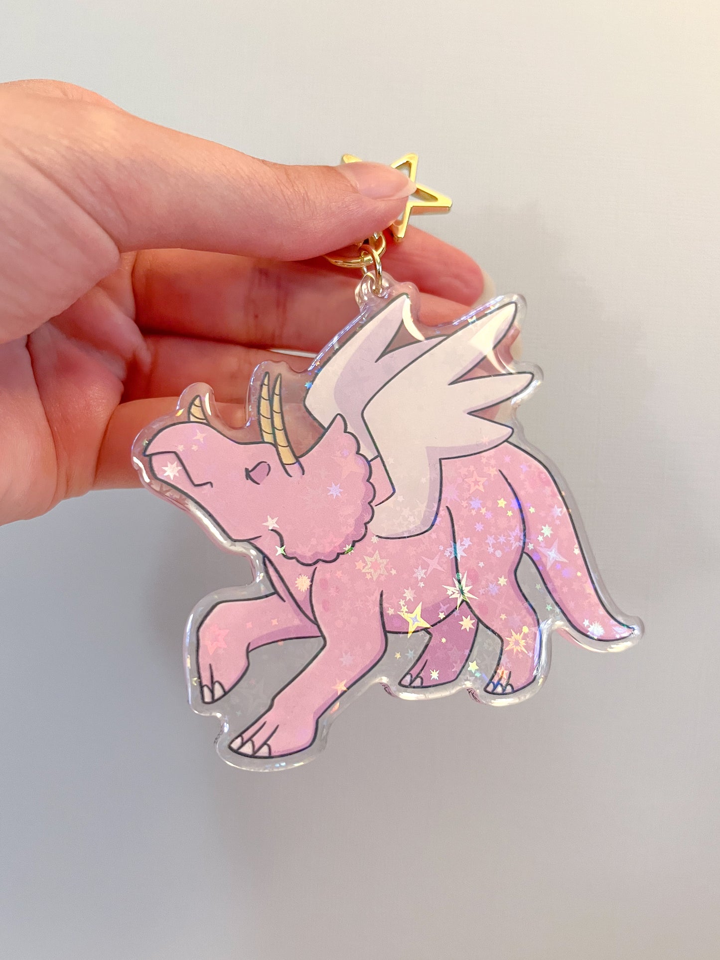 Triceratops Unicorn Holographic Keychain