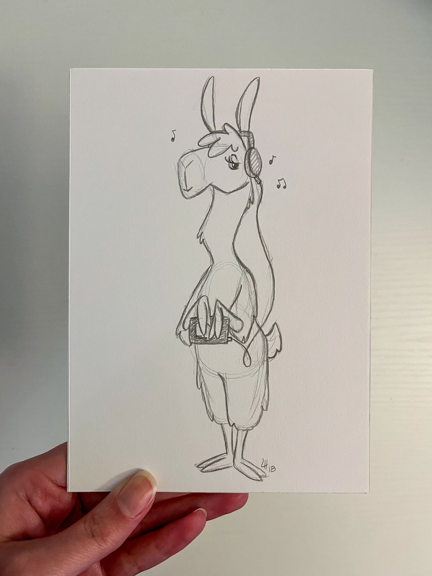 Original Sketchbook Illustration - Groovin Llama