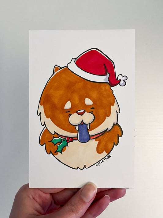 Original Ink Illustration - Christmas Chow Chow