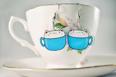 Cat Latte Art Earrings