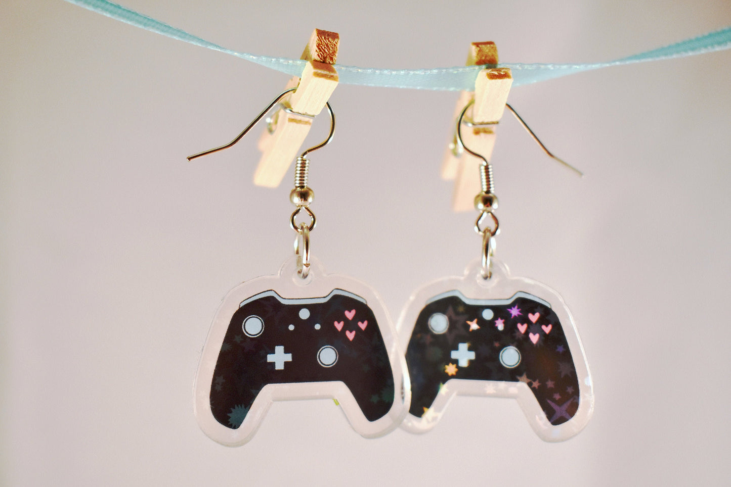 Black Controller Holo Earrings