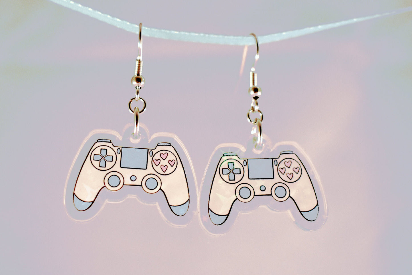 White Controller Holo Earrings