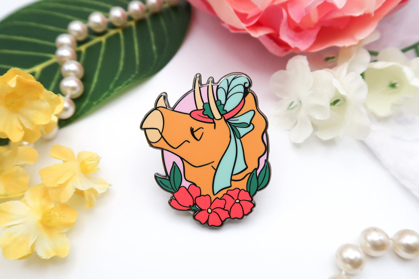 Dapper Dinos - Josephine Triceratops Enamel Pin